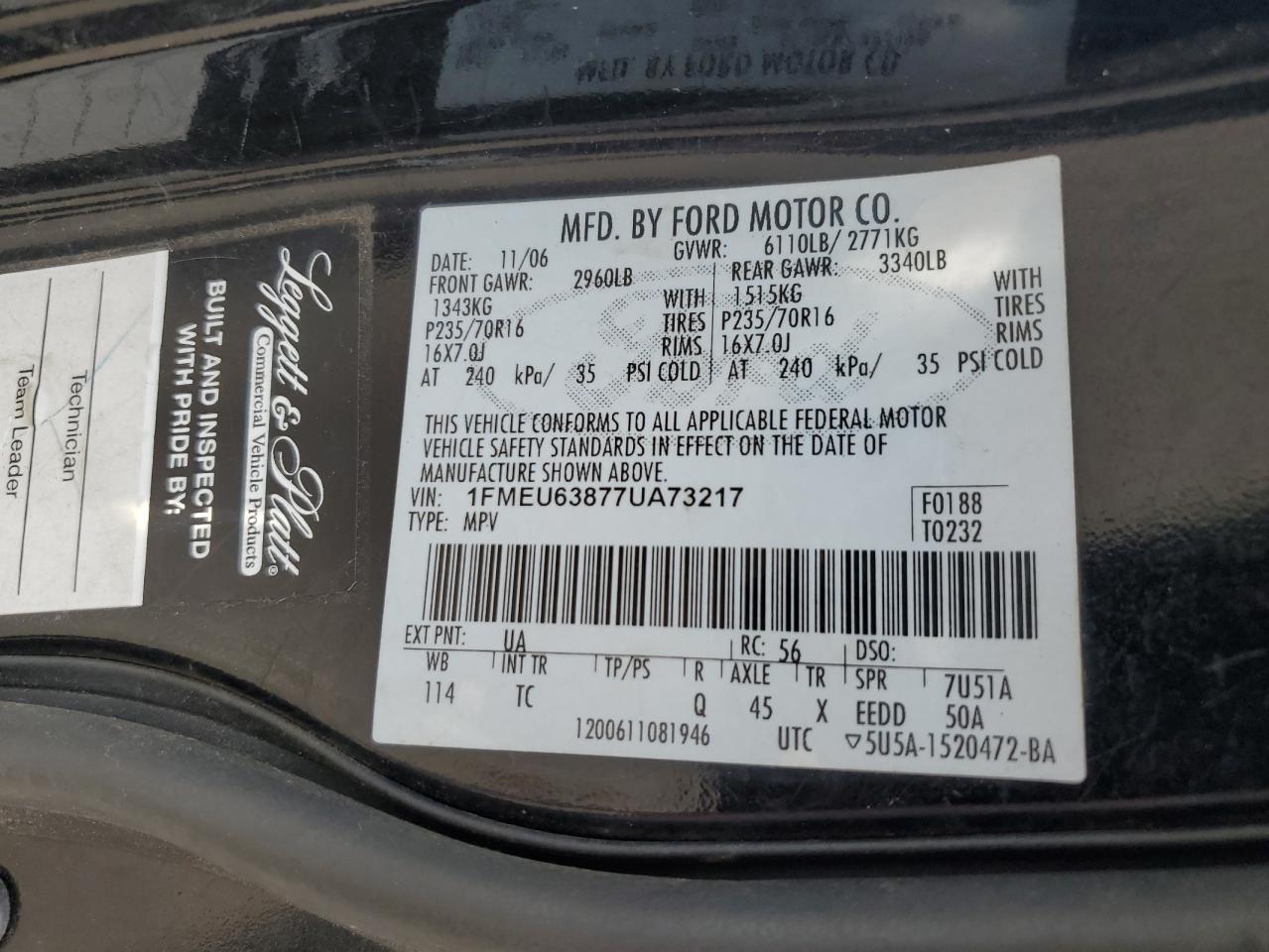 1FMEU63877UA73217 2007 Ford Explorer Xlt