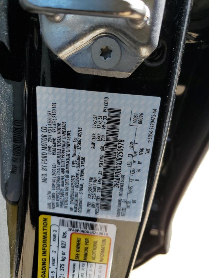 3FA6P0HDXJR250978 FORD FUSION 2018