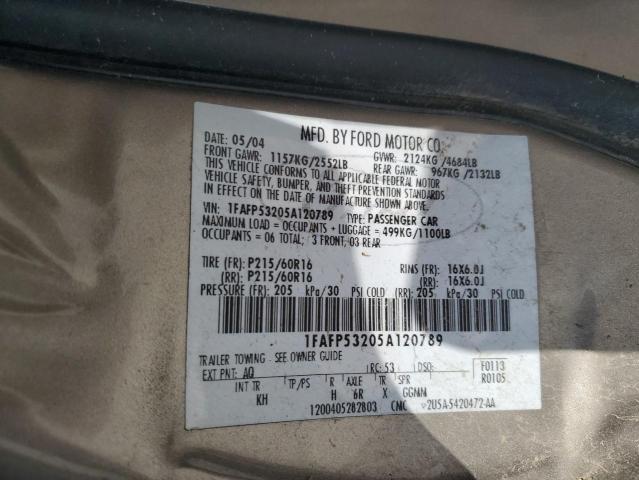 2005 Ford Taurus Se VIN: 1FAFP53205A120789 Lot: 52747374