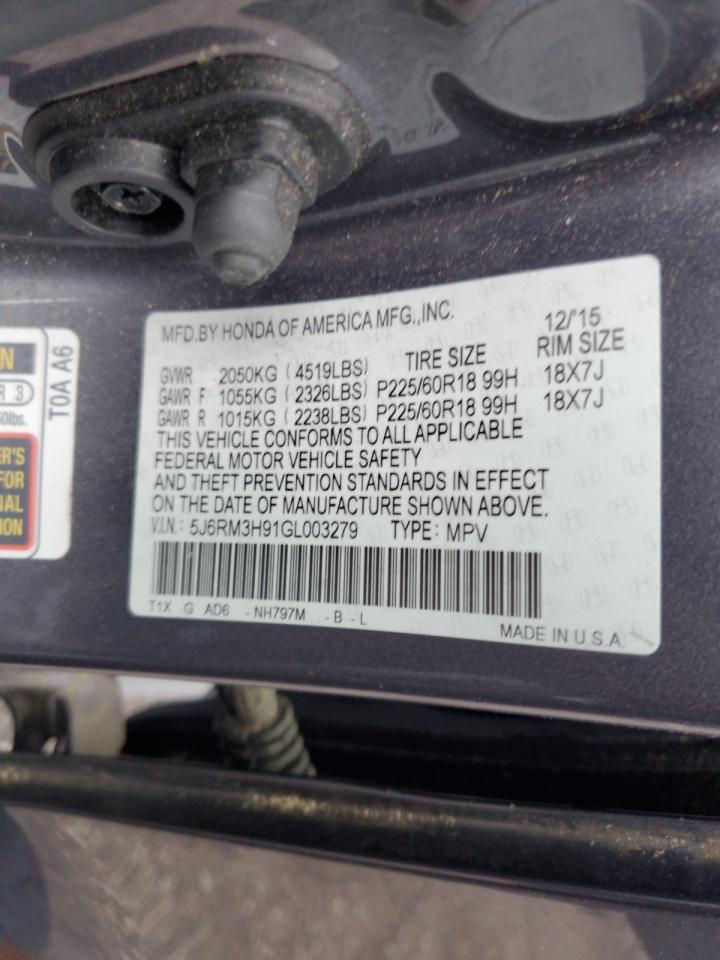 5J6RM3H91GL003279 HONDA CRV 2016