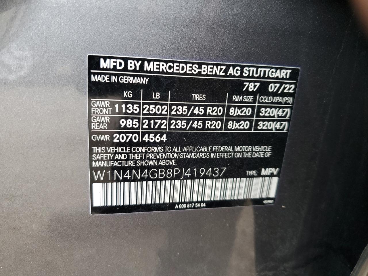 W1N4N4GB8PJ419437 2023 Mercedes-Benz Gla 250