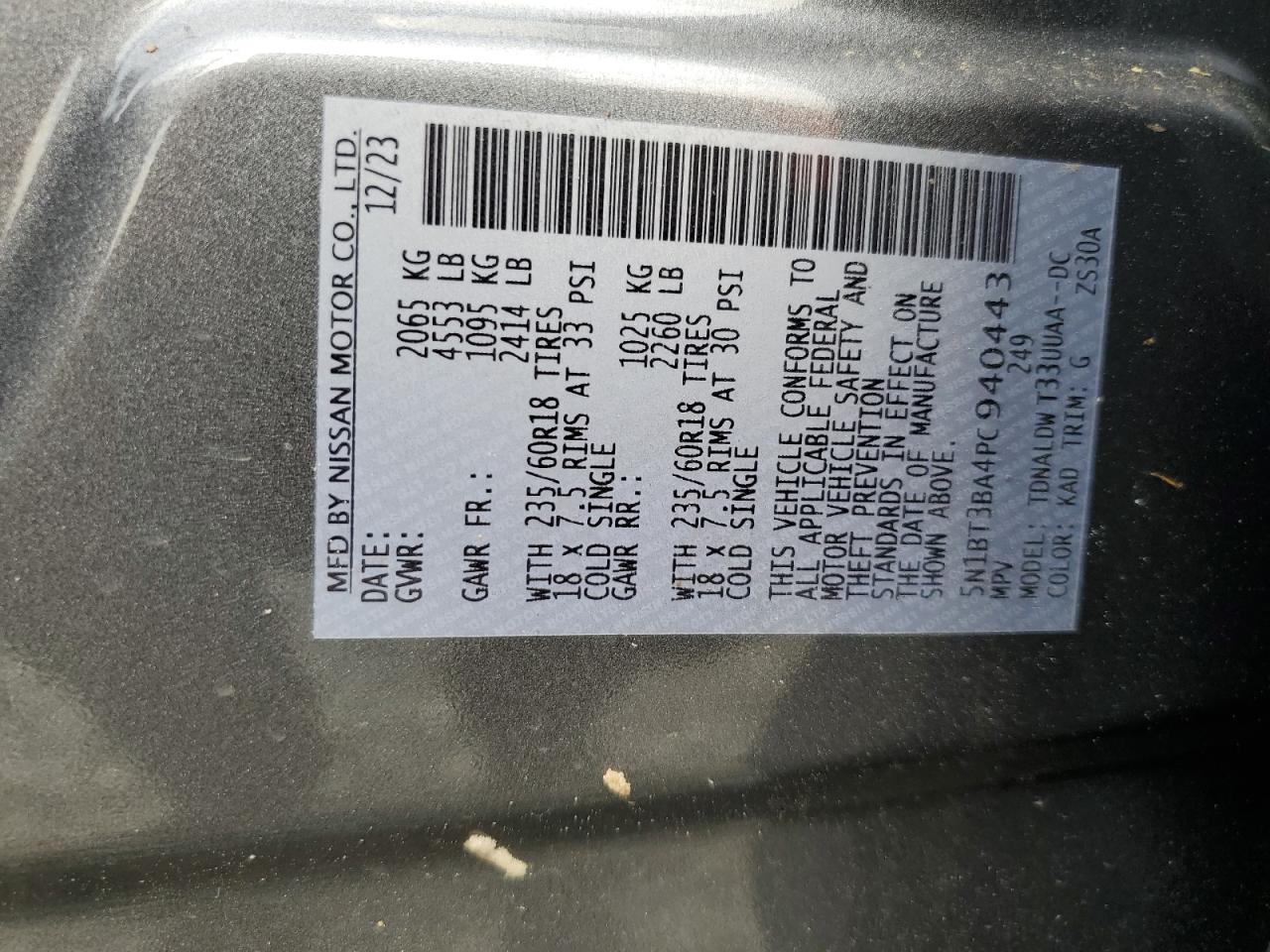 5N1BT3BA4PC940443 NISSAN ROGUE 2023