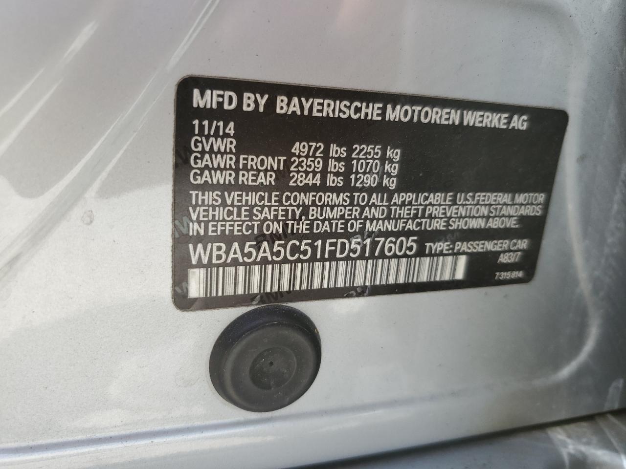 WBA5A5C51FD517605 2015 BMW 528 I