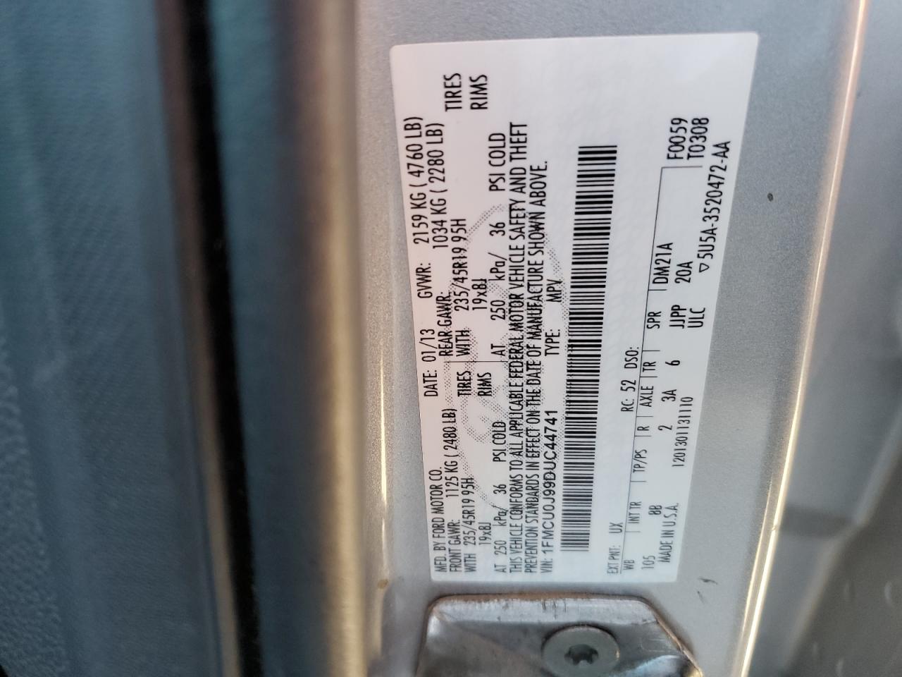 1FMCU0J99DUC44741 2013 Ford Escape Titanium