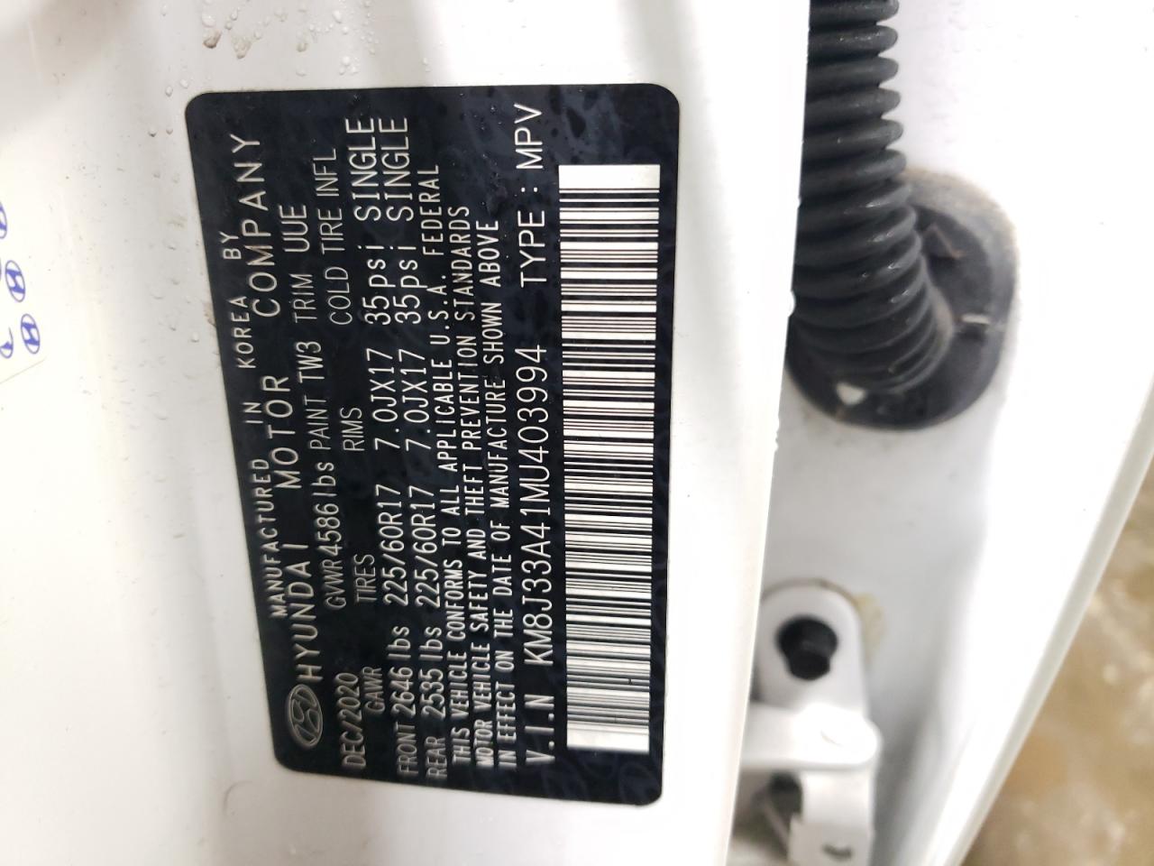 KM8J33A41MU403994 2021 Hyundai Tucson Limited