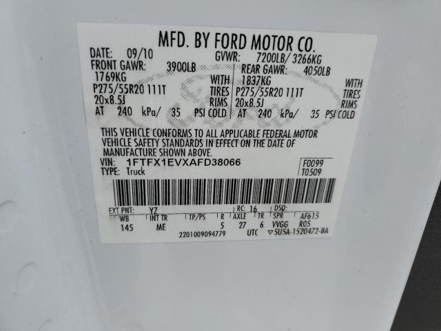 2010 Ford F150 Super Cab VIN: 1FTFX1EVXAFD38066 Lot: 51712794