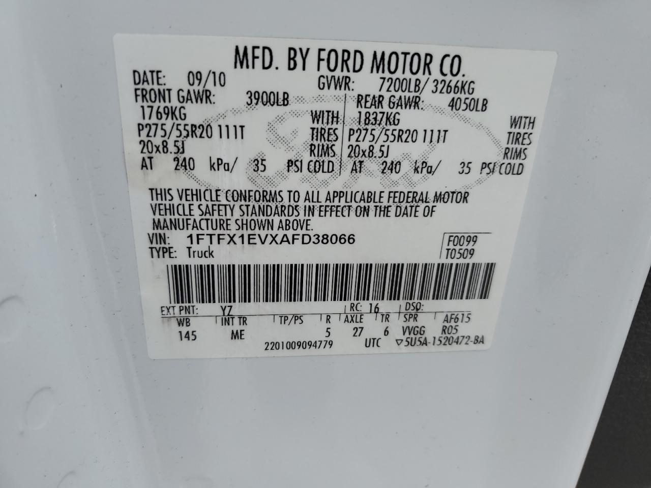 1FTFX1EVXAFD38066 2010 Ford F150 Super Cab