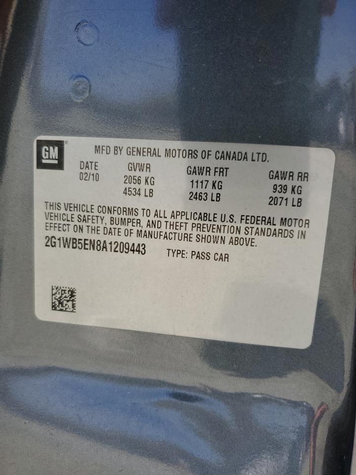 2G1WB5EN8A1209443 2010 Chevrolet Impala Lt