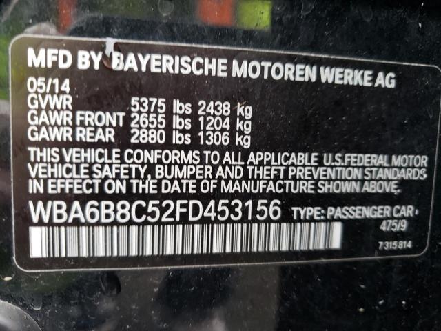 2015 BMW 640 XI GRA WBA6B8C52FD453156