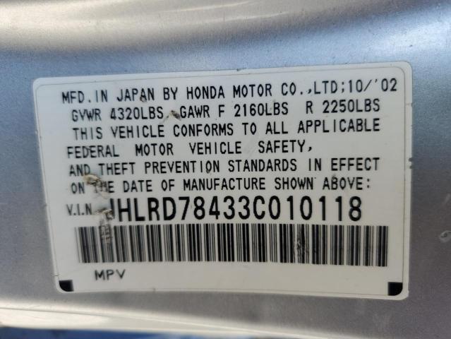 2003 Honda Cr-V Lx VIN: JHLRD78433C010118 Lot: 49650264
