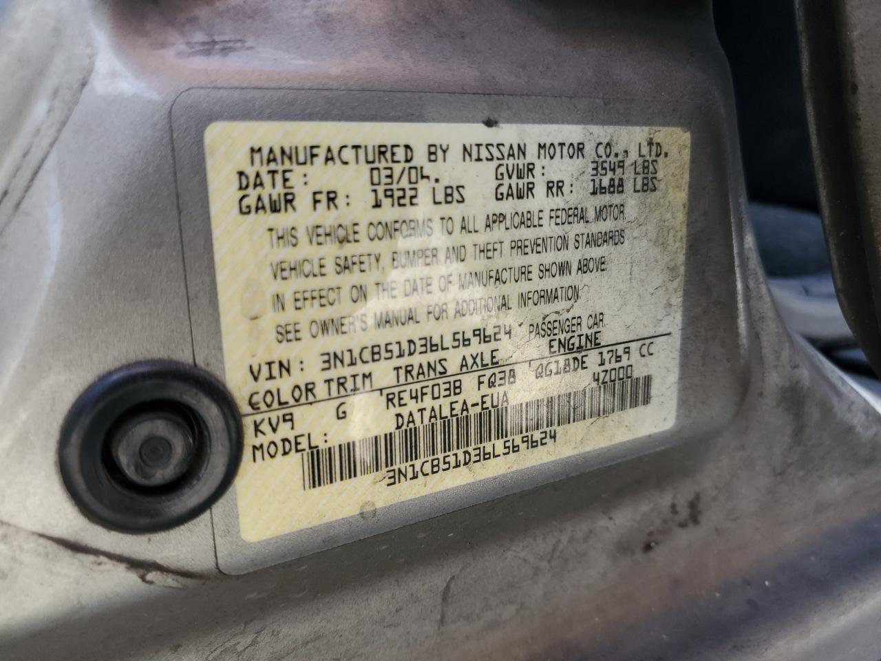 3N1CB51D36L569624 2006 Nissan Sentra 1.8