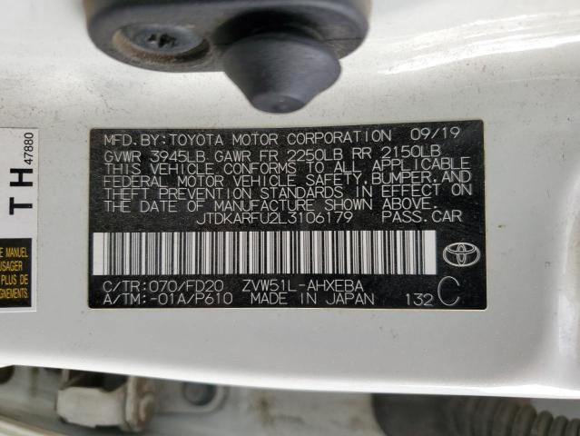 2020 Toyota Prius L VIN: JTDKARFU2L3106179 Lot: 48623084