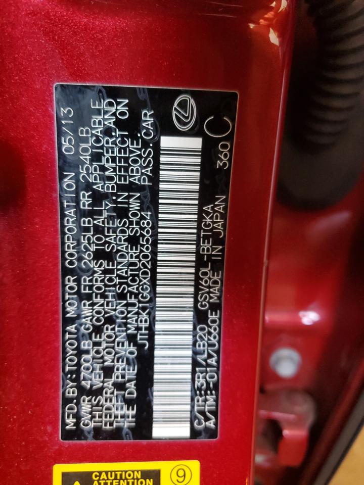 JTHBK1GGXD2065684 2013 Lexus Es 350