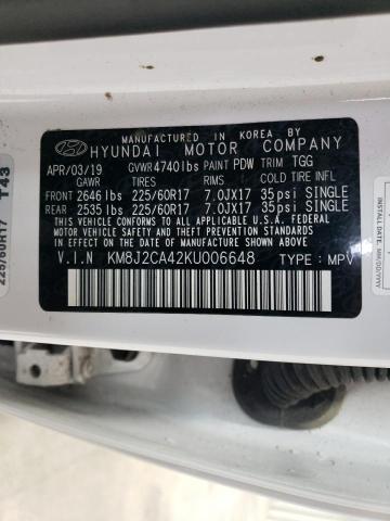 2019 Hyundai Tucson Se VIN: KM8J2CA42KU006648 Lot: 48936214