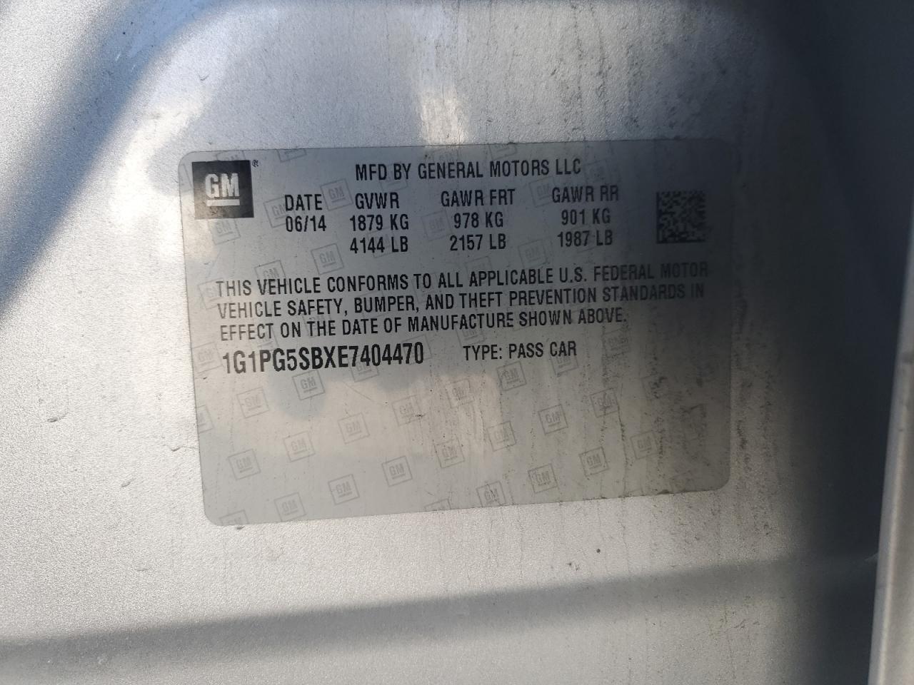 1G1PG5SBXE7404470 2014 Chevrolet Cruze Ltz