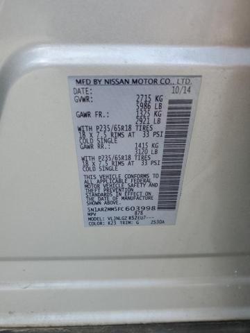 2015 Nissan Pathfinder S VIN: 5N1AR2MM5FC603998 Lot: 54235814