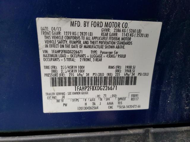 2013 Ford Taurus Limited VIN: 1FAHP2F8XDG226671 Lot: 48565654