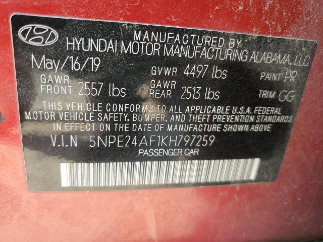 5NPE24AF1KH797259 2019 HYUNDAI SONATA - Image 13