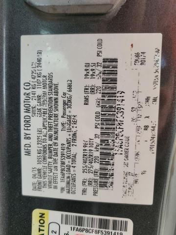 2015 Ford Mustang Gt VIN: 1FA6P8CF8F5391419 Lot: 52132914