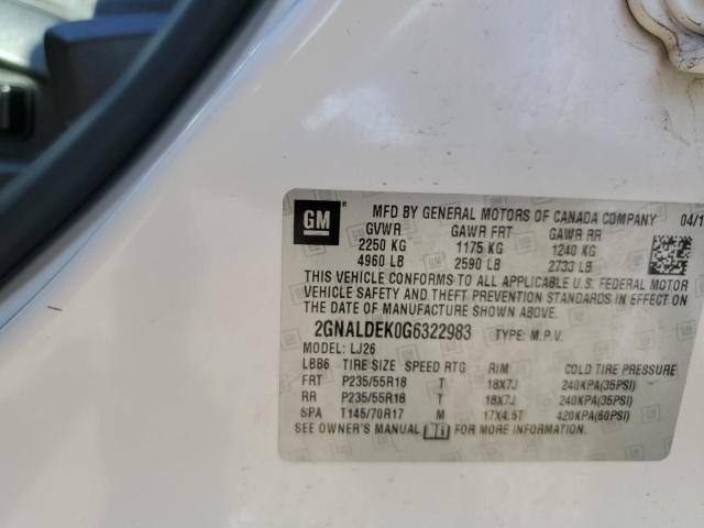 2016 Chevrolet Equinox Ltz VIN: 2GNALDEK0G6322983 Lot: 52917804