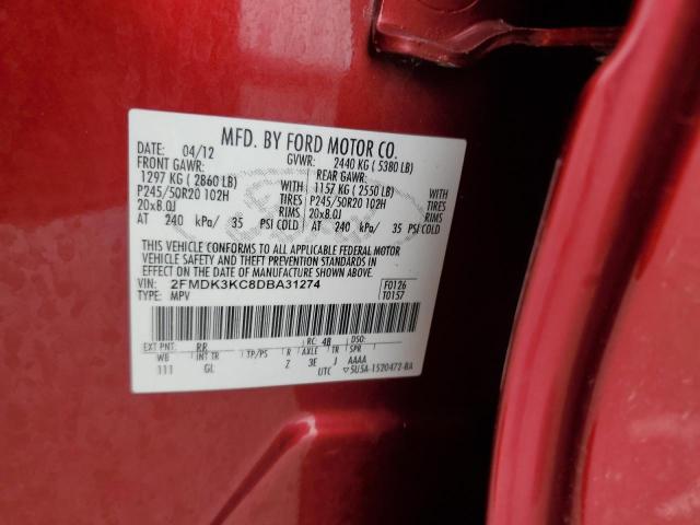 2013 Ford Edge Limited VIN: 2FMDK3KC8DBA31274 Lot: 49616344