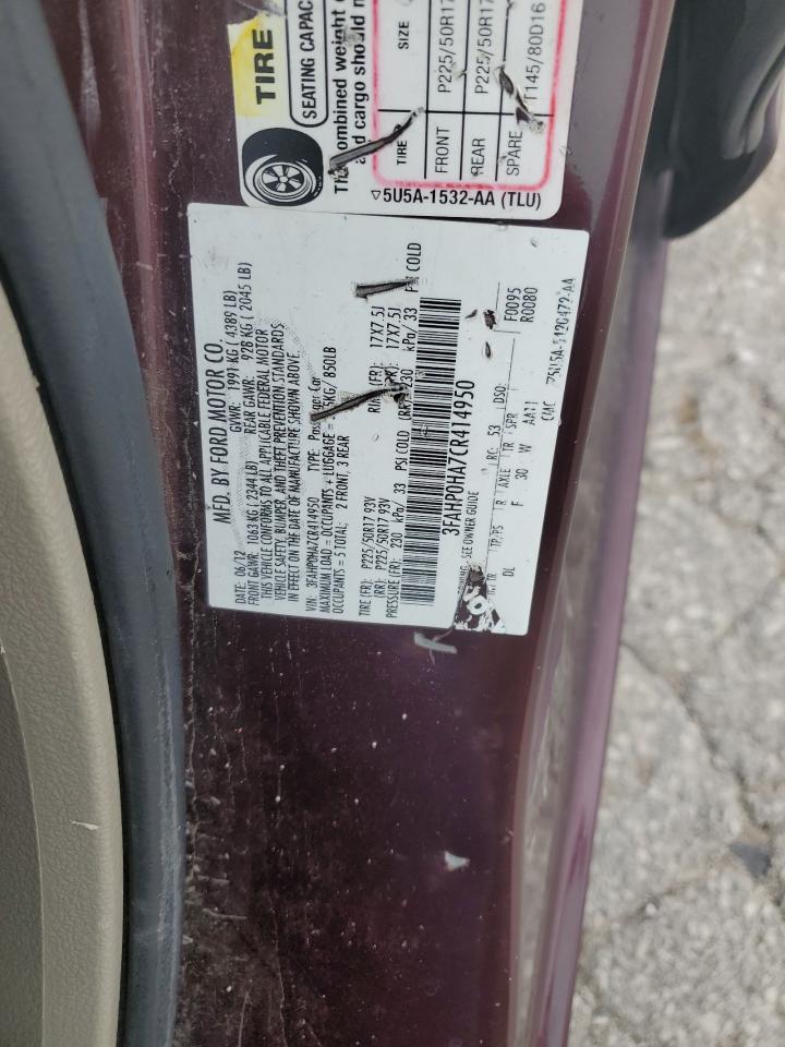 3FAHP0HA7CR414950 2012 Ford Fusion Se