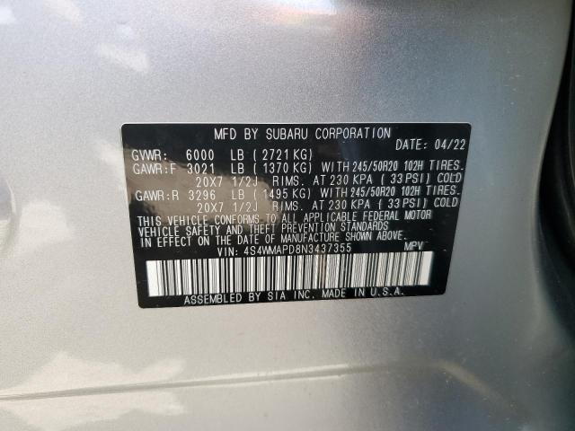 2022 Subaru Ascent Limited VIN: 4S4WMAPD8N3437355 Lot: 51094084