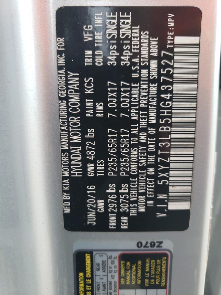 5XYZT3LB5HG437527 2017 Hyundai Santa Fe Sport