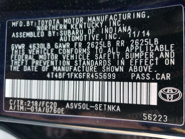 4T4BF1FK6FR455699 | 2015 Toyota camry le