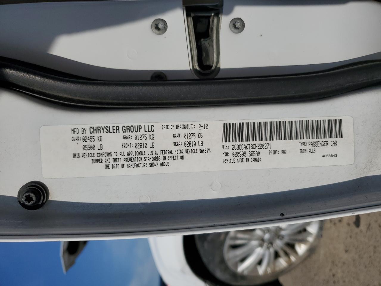 2C3CCAKT3CH220271 2012 Chrysler 300C