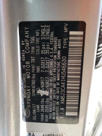 2017 Hyundai Tucson Limited VIN: KM8J3CA41HU546630 Lot: 51838354