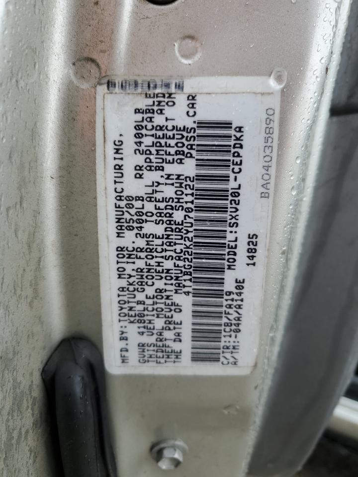 4T1BG22K2YU701122 2000 Toyota Camry Ce