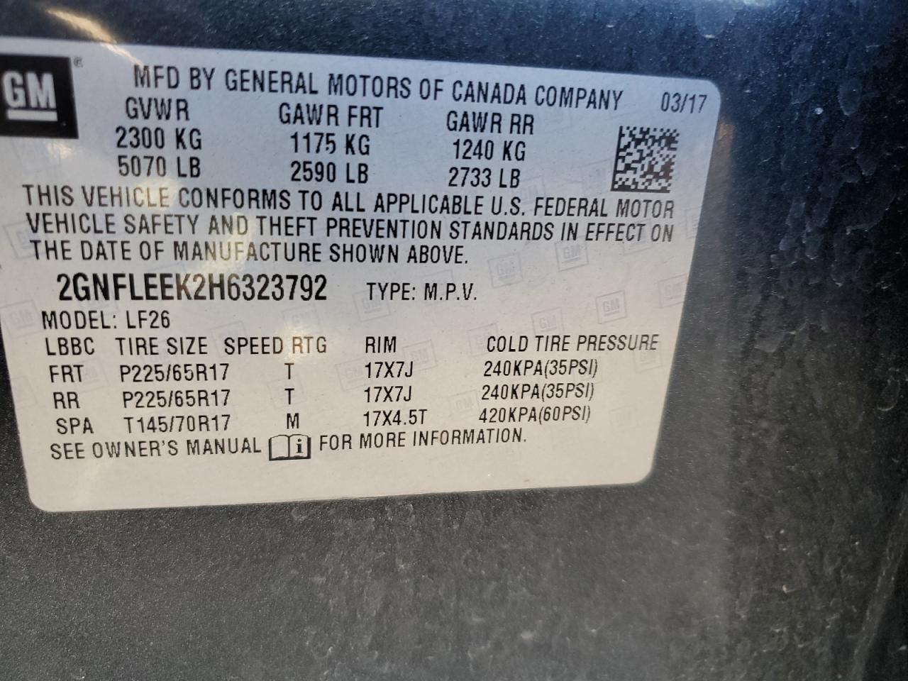 2GNFLEEK2H6323792 CHEVROLET EQUINOX 2017