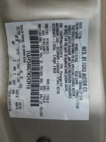 2007 Ford Focus Zx4 VIN: 1FAFP34NX7W243910 Lot: 49179584