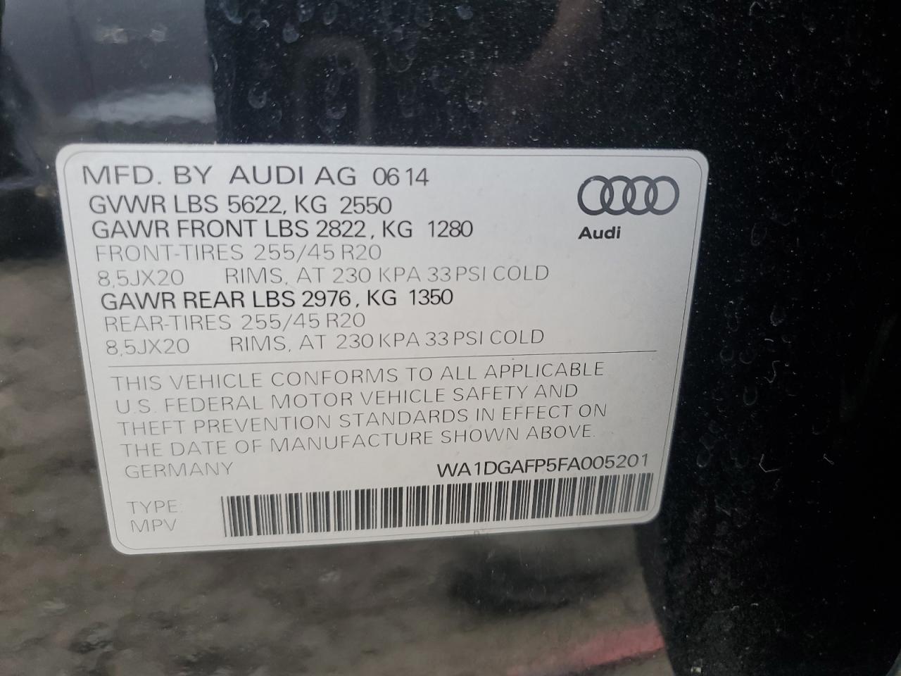 WA1DGAFP5FA005201 2015 Audi Q5 Premium Plus