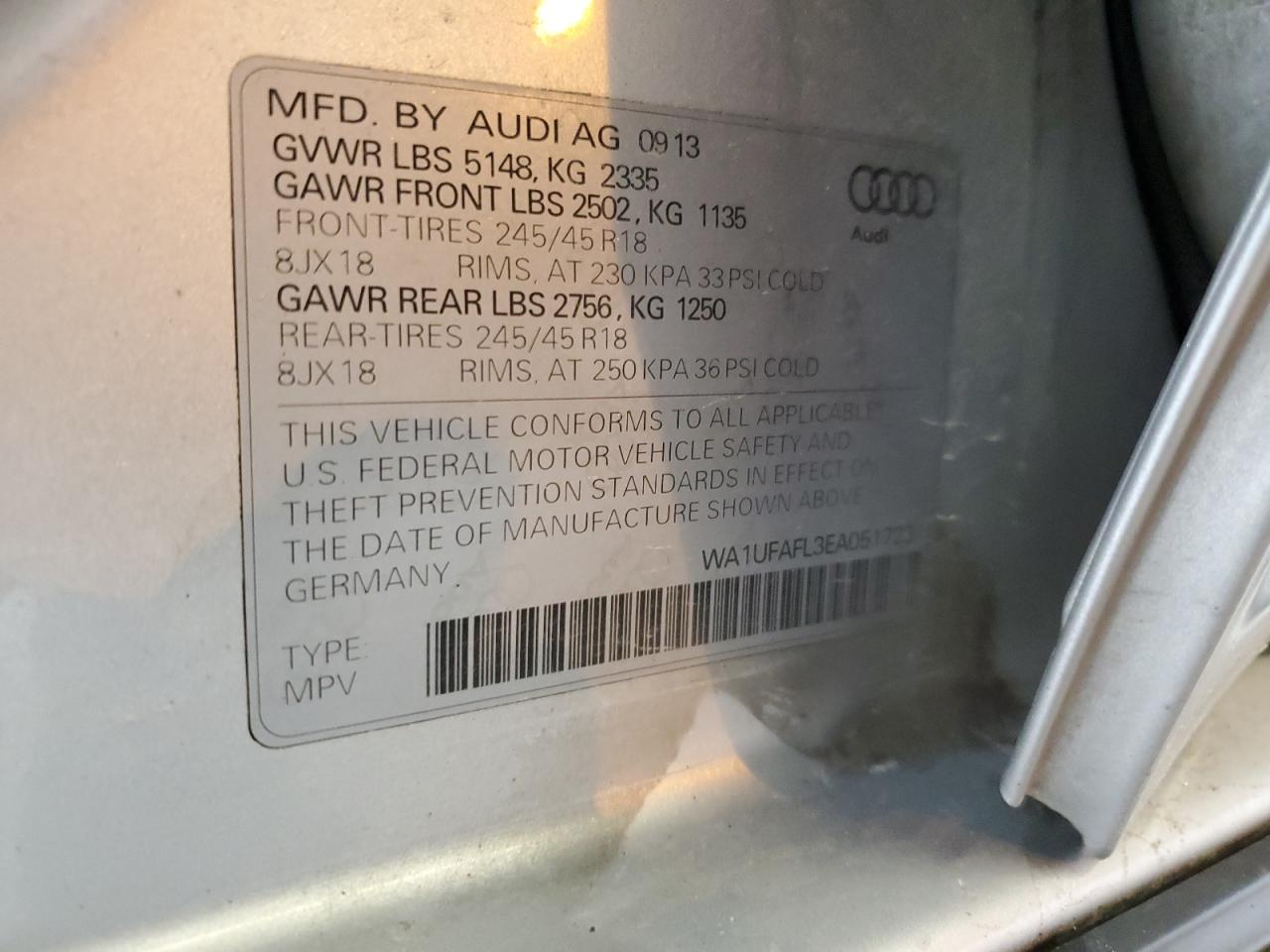 WA1UFAFL3EA051723 2014 Audi A4 Allroad Premium Plus