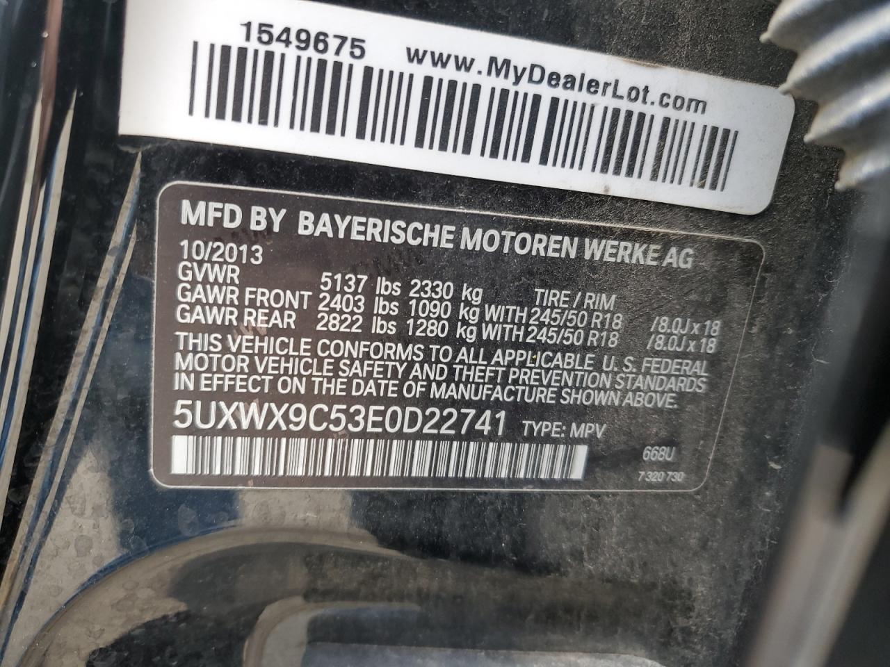 5UXWX9C53E0D22741 2014 BMW X3 xDrive28I