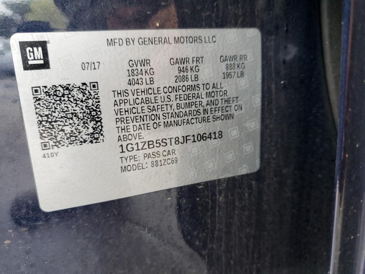 1G1ZB5ST8JF106418 CHEVROLET MALIBU 2018