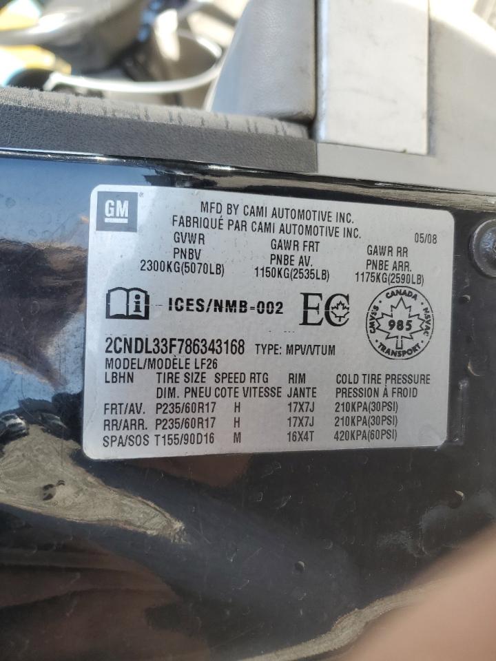 2CNDL33F786343168 2008 Chevrolet Equinox Lt