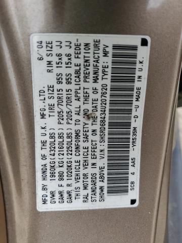 2004 Honda Cr-V Lx VIN: SHSRD68434U207620 Lot: 50581254