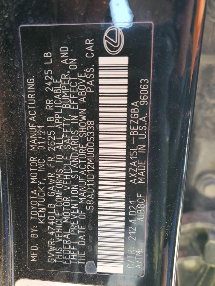 58AD11D12MU005338 2021 Lexus Es 250 Base