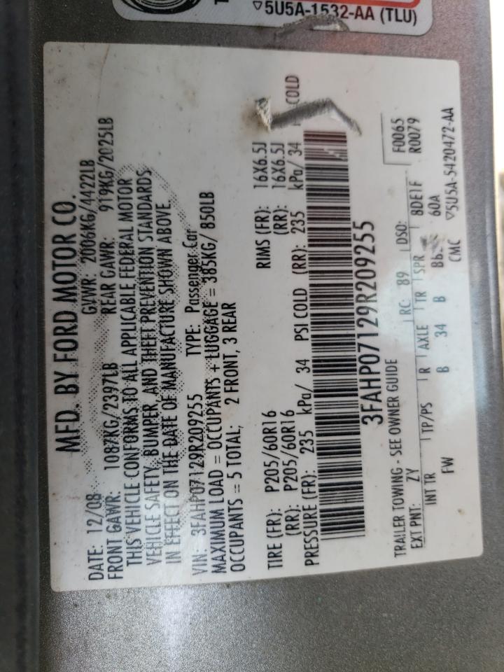 3FAHP07129R209255 2009 Ford Fusion Se