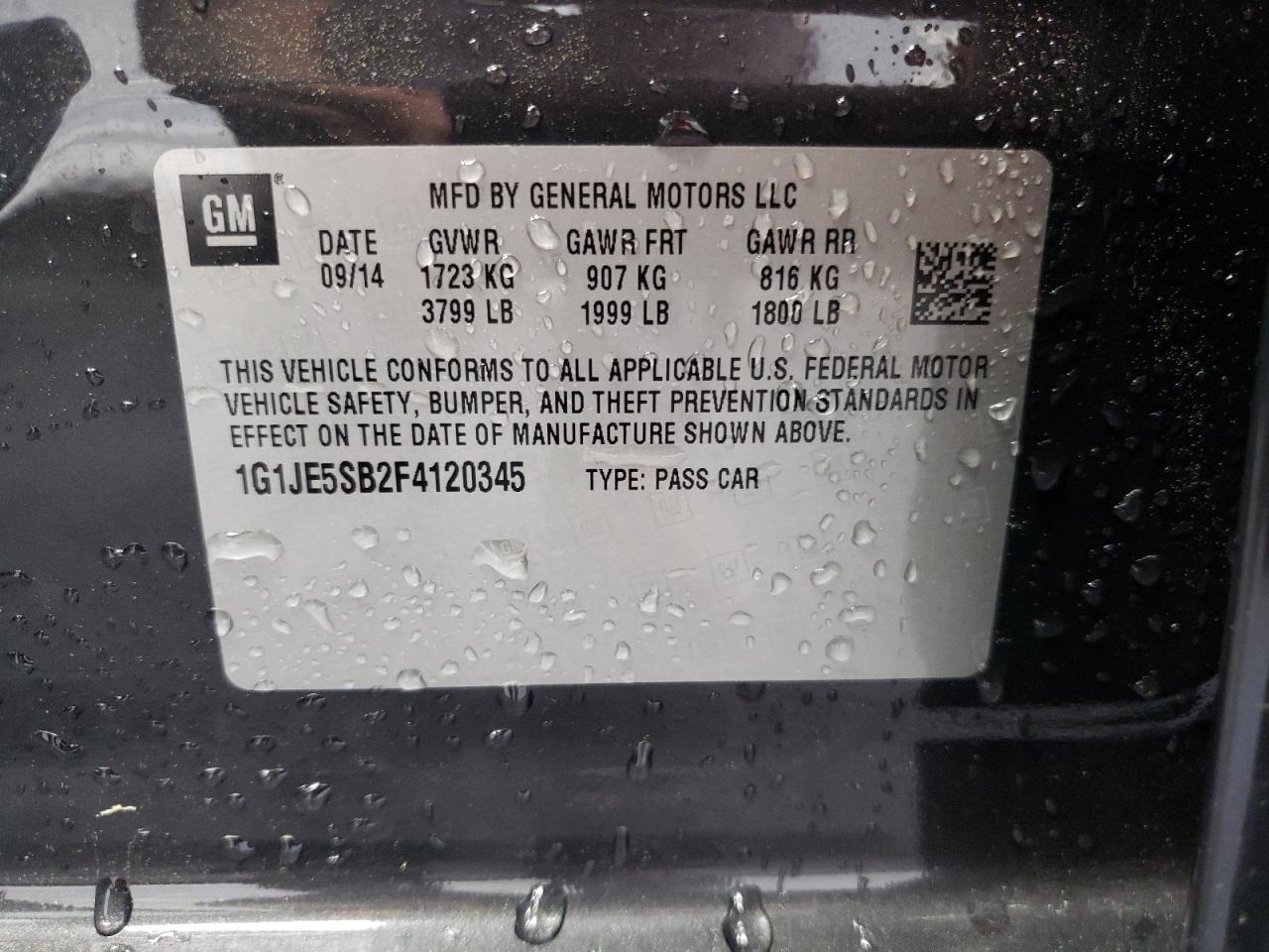 1G1JE5SB2F4120345 2015 Chevrolet Sonic Ltz