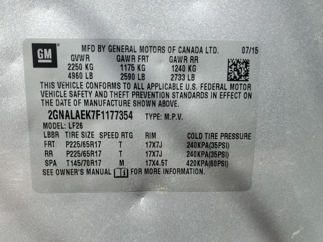 2015 Chevrolet Equinox Ls VIN: 2GNALAEK7F1177354 Lot: 52580634