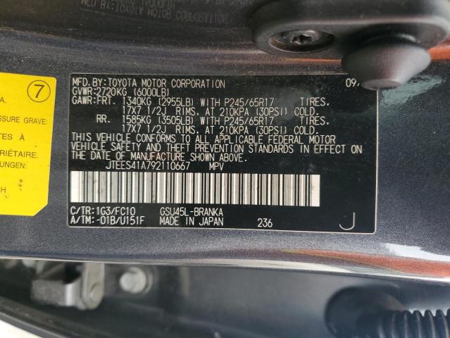 2009 Toyota Highlander VIN: JTEES41A792110667 Lot: 52204164