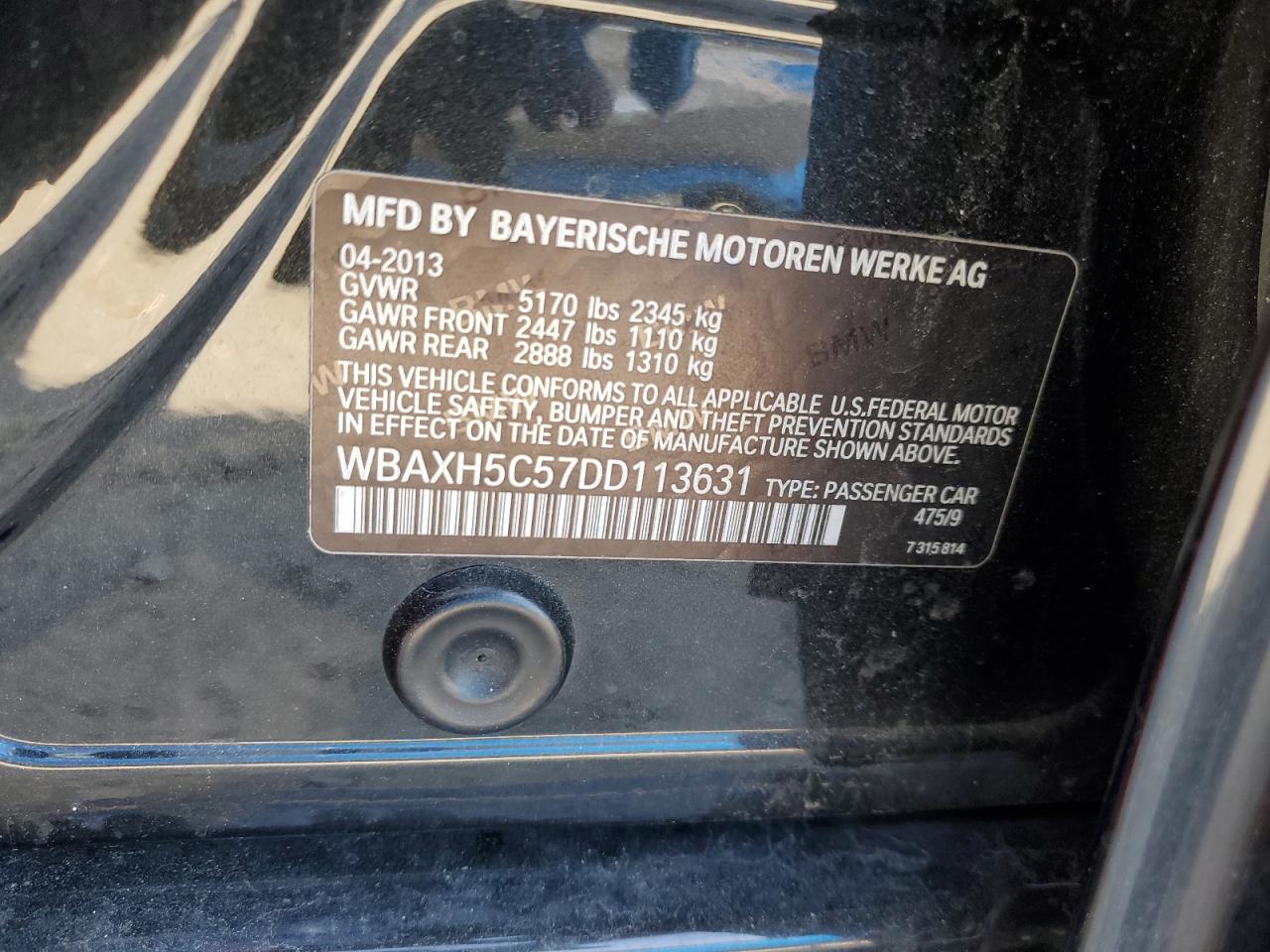 WBAXH5C57DD113631 2013 BMW 528 Xi