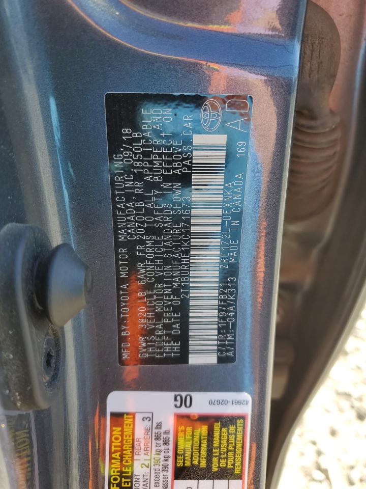 2T1BURHE1KC171673 TOYOTA COROLLA 2019