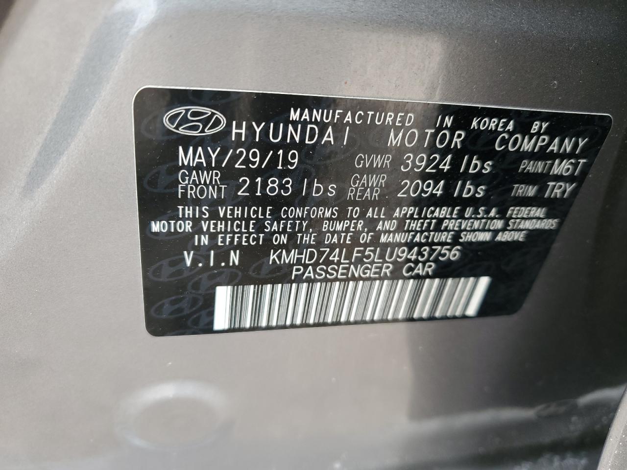 Lot #2993688170 2020 HYUNDAI ELANTRA SE