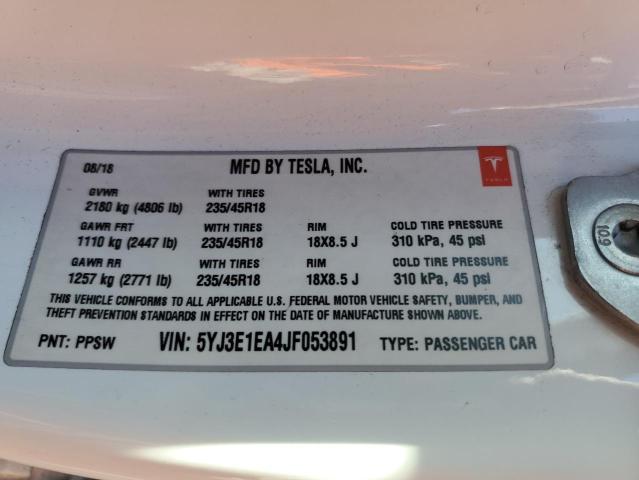 2018 Tesla Model 3 VIN: 5YJ3E1EA4JF053891 Lot: 48900204