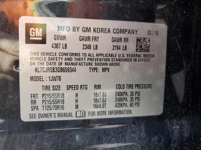 2016 Chevrolet Trax Ltz VIN: KL7CJRSB3GB659344 Lot: 51032524